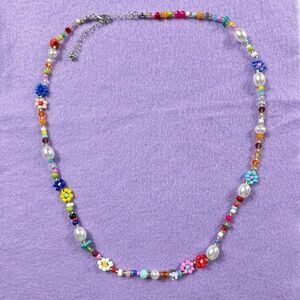 Boho Beaded Flower necklace